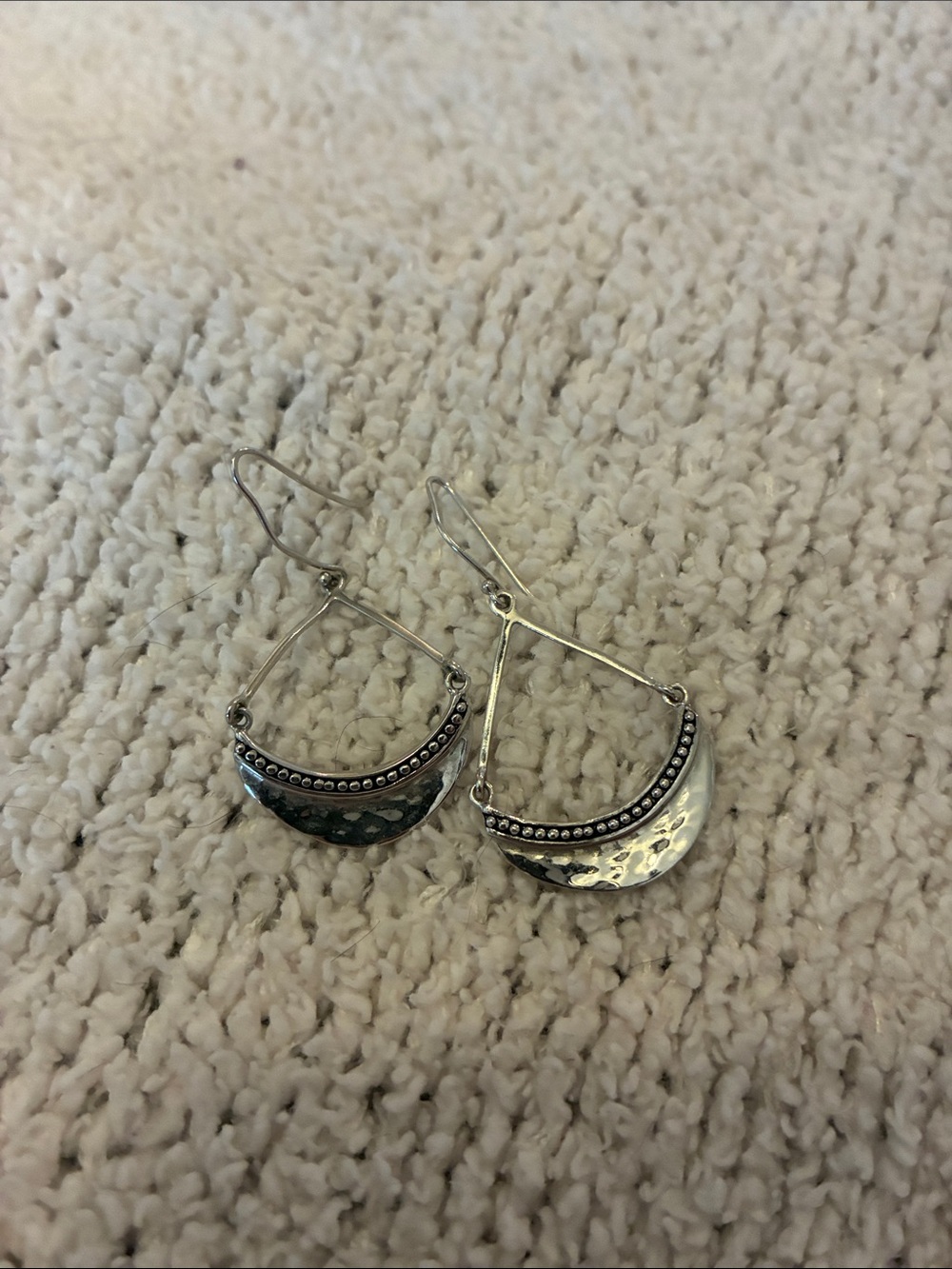Sterling Silver Crescent Drop Earrings - Marked .925 Mexico